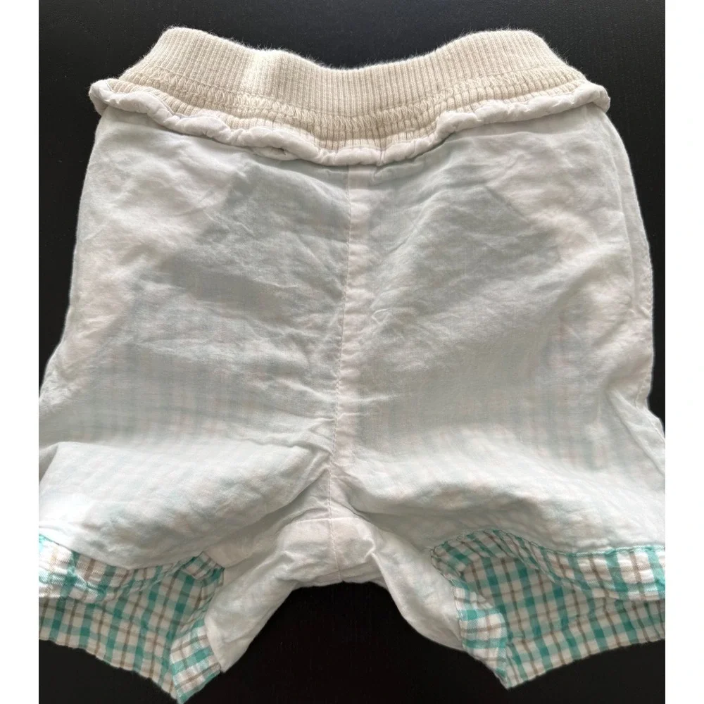 Janie and Jack Layette‎ Plaid Cotton Shorts Size 6-12m Green/Cream Pull-On